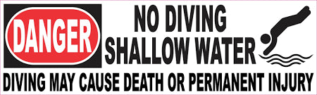 Shallow Water/No Diving Sticker- set of 8